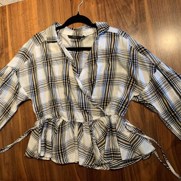 Vero Moda blouse EUC 100% cotton unlined, pull on gathered waist peplum sz M - Picture 5 of 16